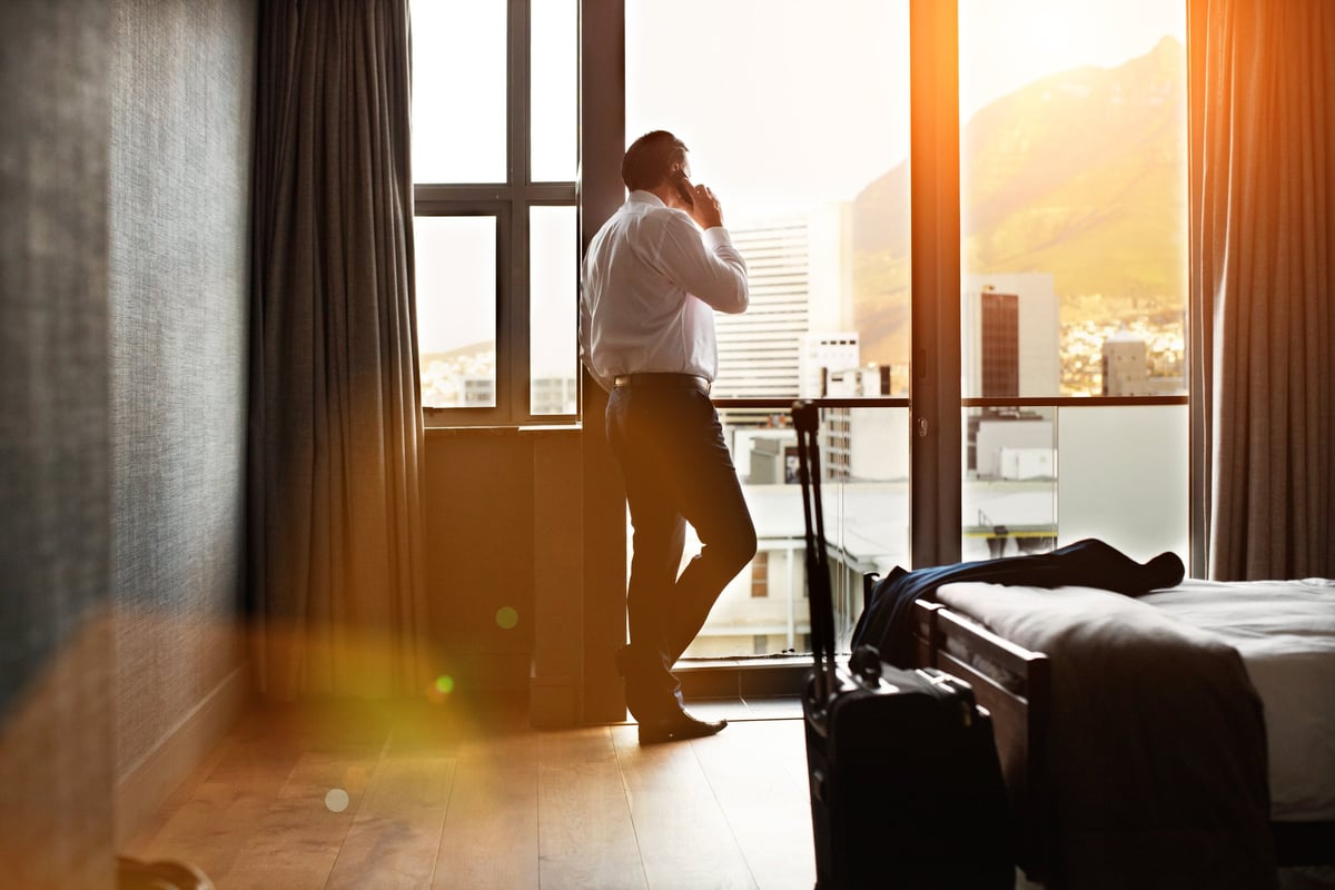 Business professional in accommodation